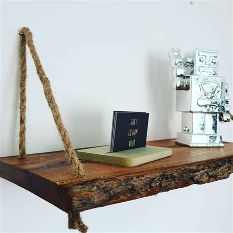 Rustic Wooden Shelf Made With Natural Elm Wood And Finished With