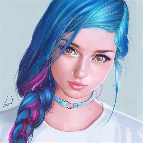 Hd Wallpaper Digital Art Women Illustration Portrait Blue Hair