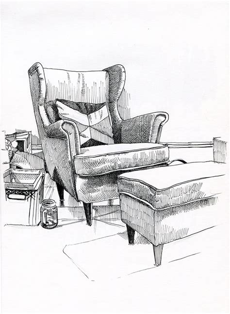 A wooden chair with a back. living room chair in 2020 | Interior design sketches ...
