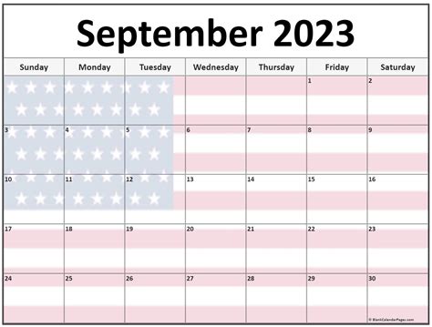 Blank Calendar September Printable