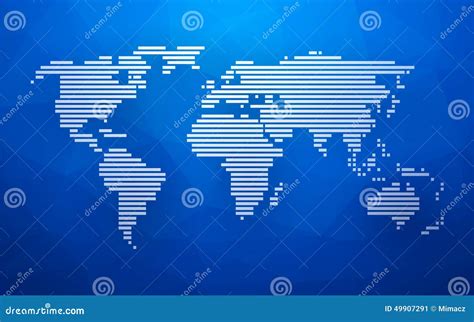 World Map With Stripes Diagonal Pattern Textured Flat Earth Globe