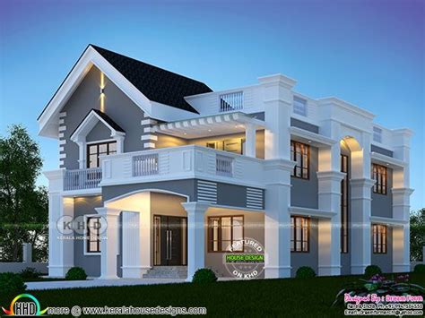 4 Bedroom Mixed Roof Grand Kerala Home Kerala Home Design And Floor