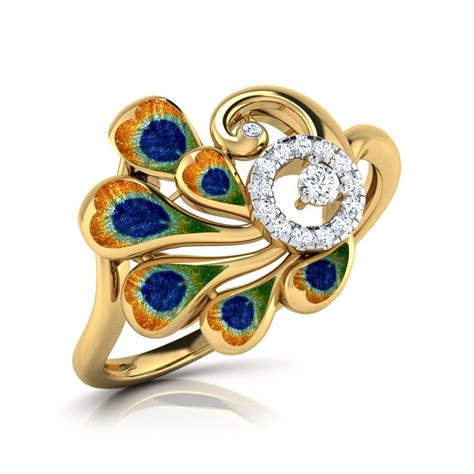 Peacock Feather Diamond Ring Gold Jewelry Fashion Gold Ring Designs