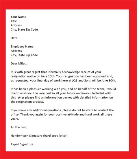 Learn why sending a thank you email after your interview is vital. How To Write Resignation Acceptance Letter Template | How to Wiki | Acceptance letter ...