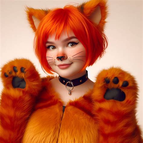 Cute Chubby Ginger Orange Freckled Tabby Catgirl By Mysticnitekatt On