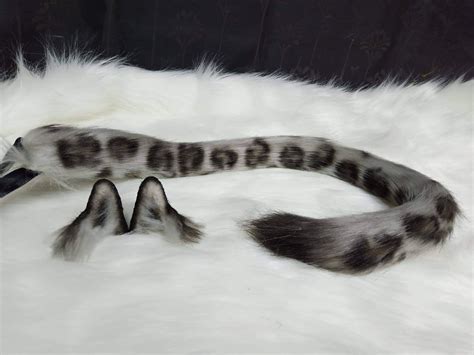 Bjd Doll Snow Leopard Ears And Tail Set Grey Etsy Australia