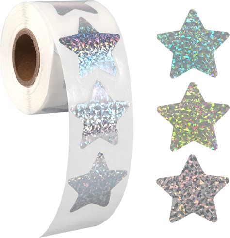 500pcs Silver Star Stickers Self Adhesive Holographic Star Stickers