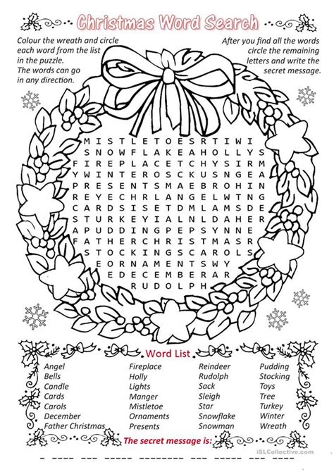 Christmas Word Search Worksheet Free Esl Printable Worksheets Made By