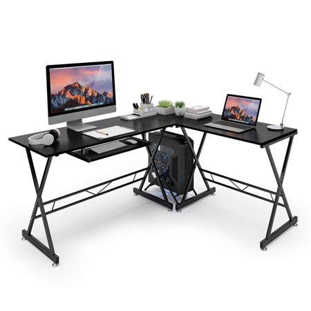 Corner gaming desks are designed to give you a more comfortable place to play, work, or just relax. SLYPNOS L-Shaped Corner Gaming Desk, Black Walnut ...