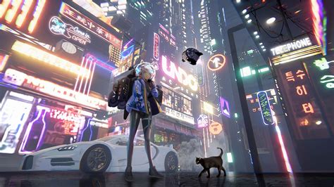Anime Girl City Night Wallpapers Wallpaper Cave