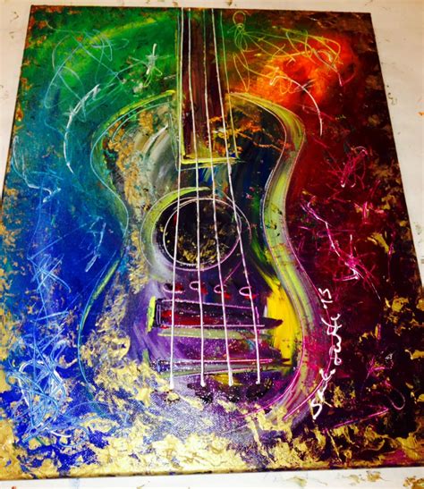 Awesome Abstract Acrylic Guitar Painted On By Sheilasmithdesigns