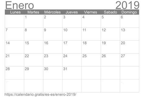 Calendario Enero 2019 De España En Español ☑️ Calendariogratis