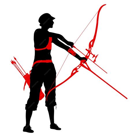 Premium Vector Silhouette Attractive Female Archer Bending A Bow And
