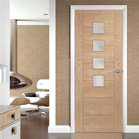 Fire Rated Palermo Oak Door Obscure Glass 12 Hour Fire Rated