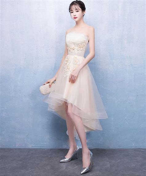 Champagne Tulle Lace Short Prom Dress Champagne Tulle Homecoming Dress