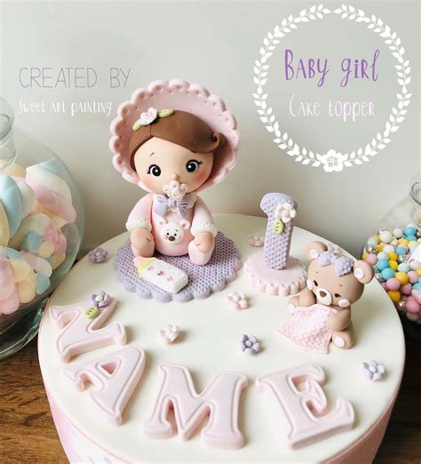 Baby girl Cake Topper Set- Birthday Cake topper- Baby Cake topper- Baptism cake topper | Toppers 