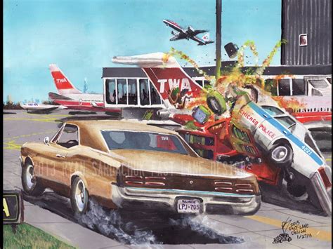 Car chases are an essential part of any action movie. The Vindication (80s Car Chase Themed Painting) by ...