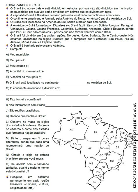Atividades Sobre Regiões Do Brasil 7 Ano Educa