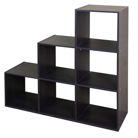 Home Basics Stackable 6 Open Cube Modern Wood Organizer Brown Ebay