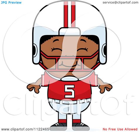 Cartoon Of A Happy Black Football Player Boy Royalty Free Vector