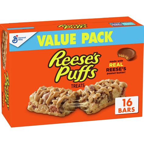 reese s puffs breakfast cereal treat bars peanut butter and cocoa 16 ct