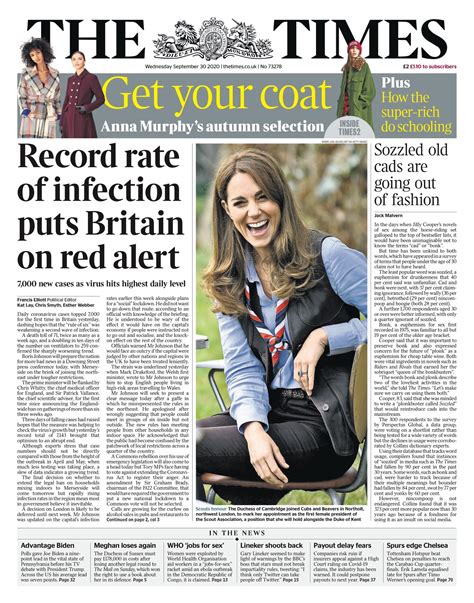 The Times Front Page 30th of September 2020 - Tomorrow's Papers Today!