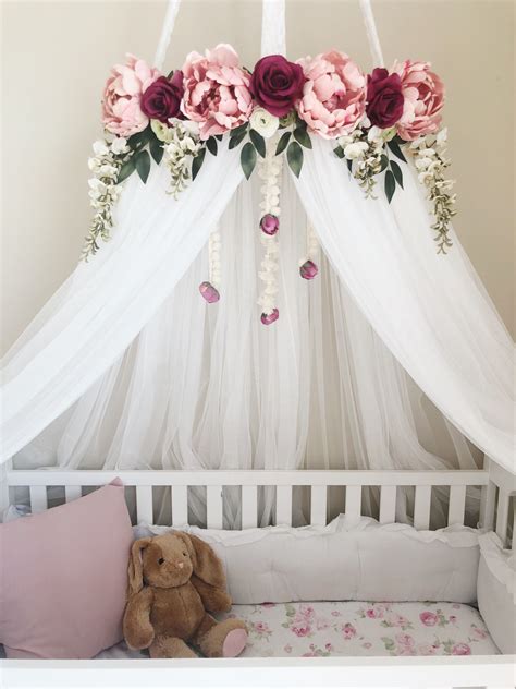 Floral crib canopy Floral Teepee Floral nursery Floral crib mobile Floral tent Roses and peonies ...