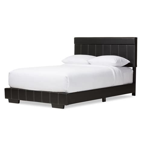Introducing the perfect platform bed frame, designed for how you live. Baxton Studio Solo Modern and Contemporary Black Faux Leather Full Size Platform Bed