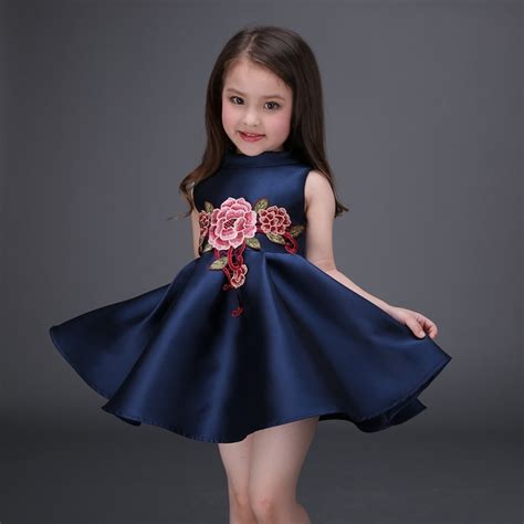 Girl Dress With Flower Embroidery 2018 Sleeveless Party Dresses Girls