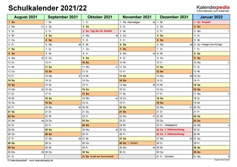 Schulkalender 20212022 Als Pdf Vorlagen Zum Ausdrucken