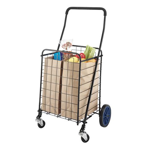Mainstays Deluxe Rolling Shopping Cart Black Metal