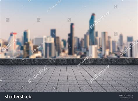 Roof Top Balcony With Cityscape Background Stock Photo 378667186
