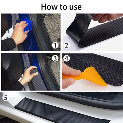 4x Universal Carbon Fiber Car Scuff Plate Door Sill 5d Sticker Panel