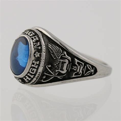 Womens Class Ring Synthetic Blue Spinel Reagan High School Size 6