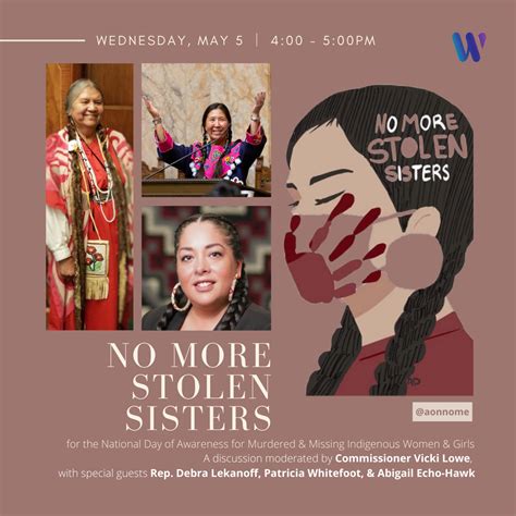 No More Stolen Sisters A Discussion For Mmiwg Awareness Womens