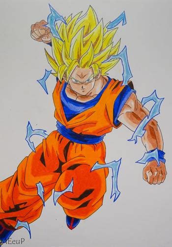 6 cómo aprender a dibujar a lápiz. Dibujo de Goku Super Saiyan 2 | Mi Esbozo en un Pozo