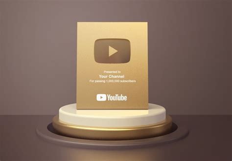 premium psd silver play button youtube mockup