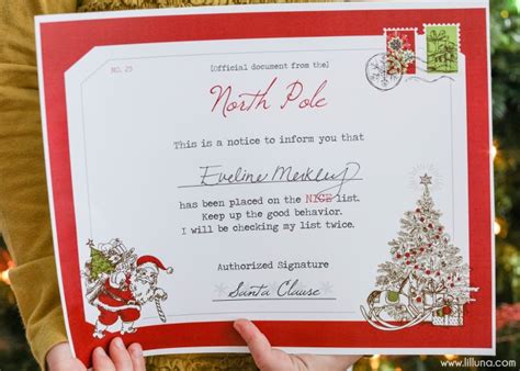 A pdf version that you can just print and go, or a doc version that you can edit. Santa's Nice List Certificate