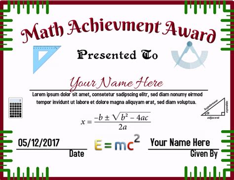 Math Certificate Template 2 Templates Example Templates Example