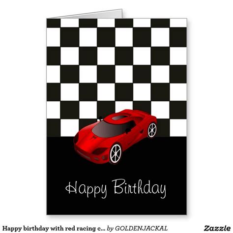 Happy Birthday With Red Racing Car Card Zazzle Happy Birthday