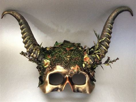 Forest Earth Modusa Woodland Antler Ram Horn Masquerade Ball Mask With