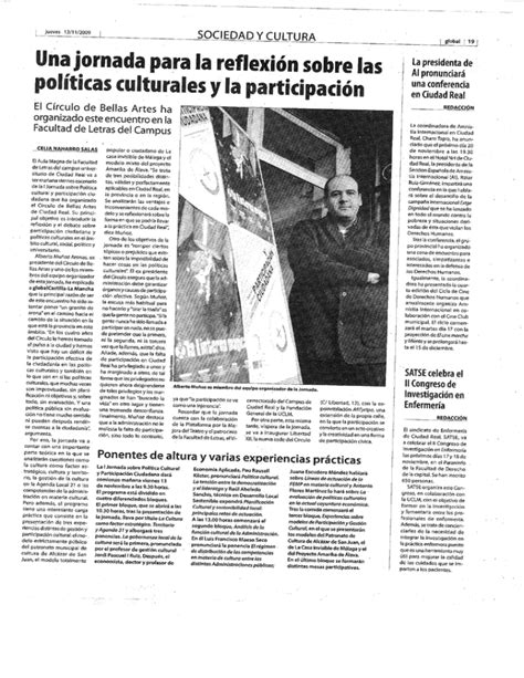 I Jornadas Sobre Pol Tica Cultural Y Participaci N Ciudadana Facultad