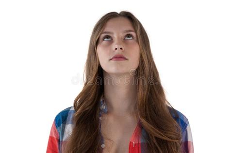 Thoughtful Teenager Looking Up Stock Image Image Of Female Shot