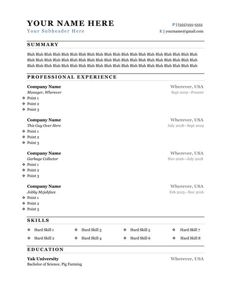 free resume printable templates doctemplates riset