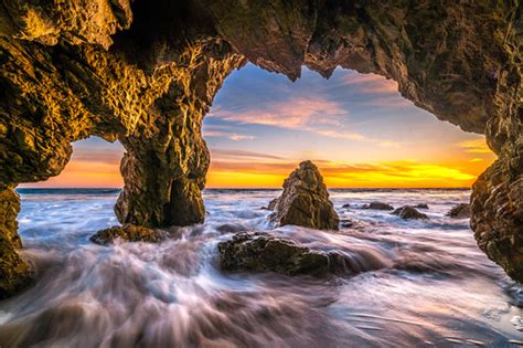 Malibu Beach Sunset Sony A7r2 Red Orange Clouds Sea Cave