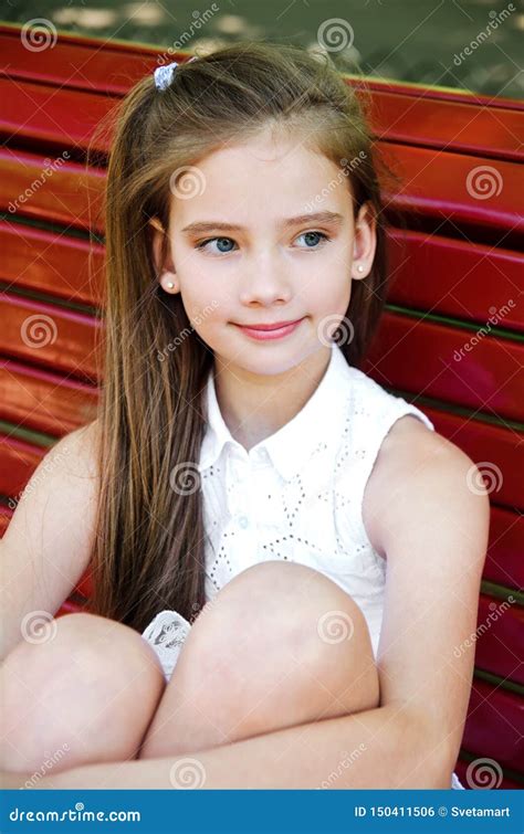 Portrait Of Adorable Smiling Little Girl Child Schoolgirl Teenager