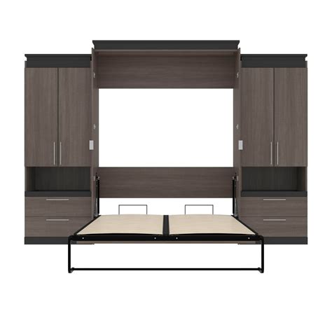 Modubox Orion 124w Queen Murphy Wall Bed With 2 Storage Cabinets And