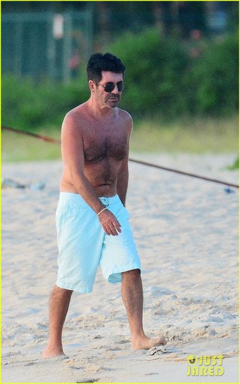 simon cowell is all smiles shirtless at the beach after electric bike accident photo 4509060