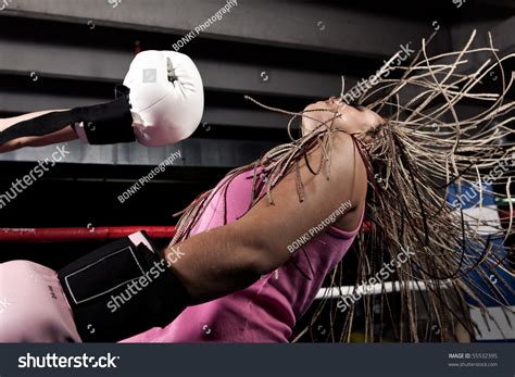 Photo De Stock De Blonde Girl Getting Knocked Out Boxing Modifier Maintenant 55532395