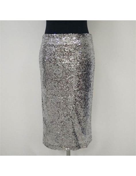 Silver Sequin Pencil Skirt